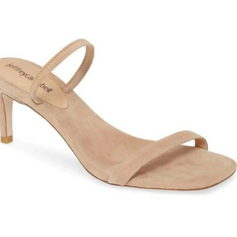 Jeffrey Campbell HERA-HI Tan Suede Strappy Mid-Heels | 7.5